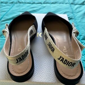 Dior J'Adior Black and White Slingback Flats
